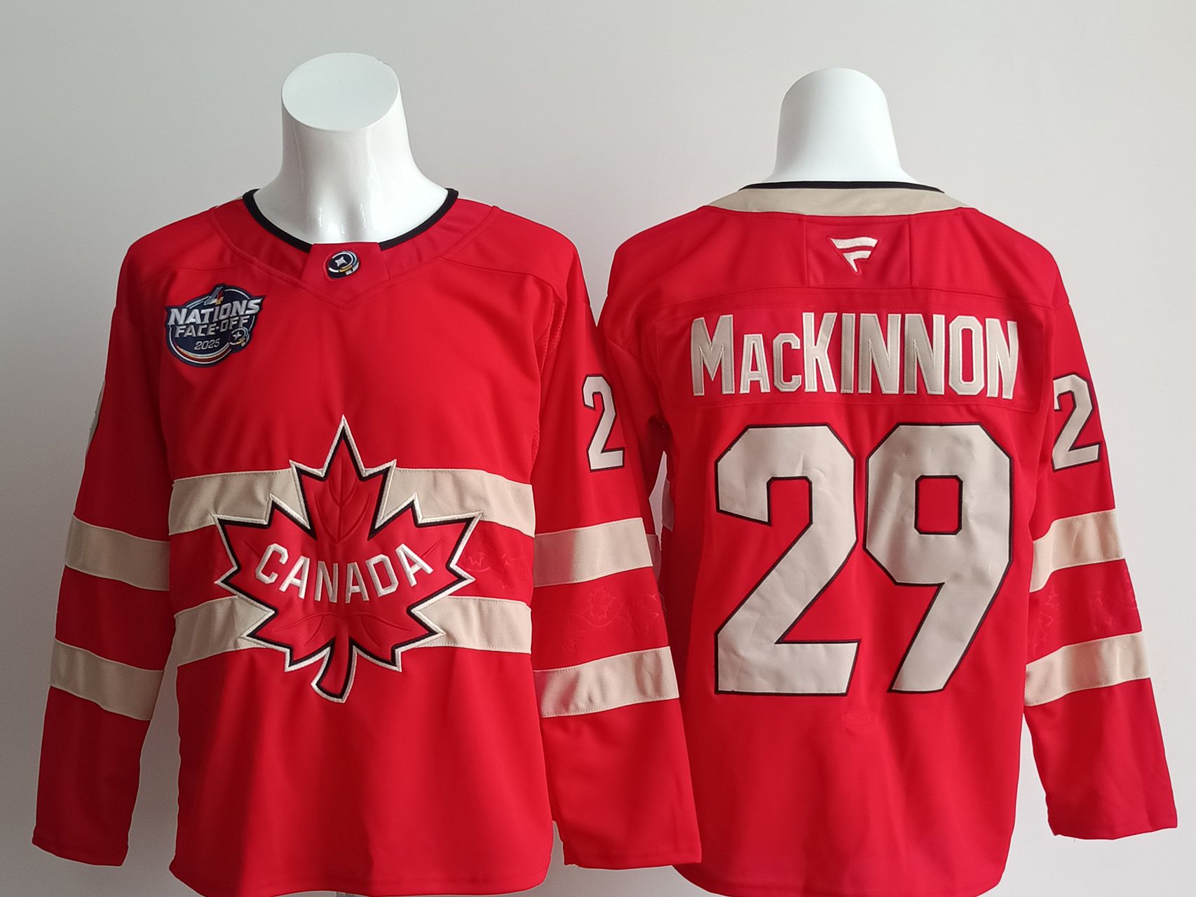 Men Canada #29 Mackinnon Red 2025 Fanatics Home Premium NHL Jersey style 1